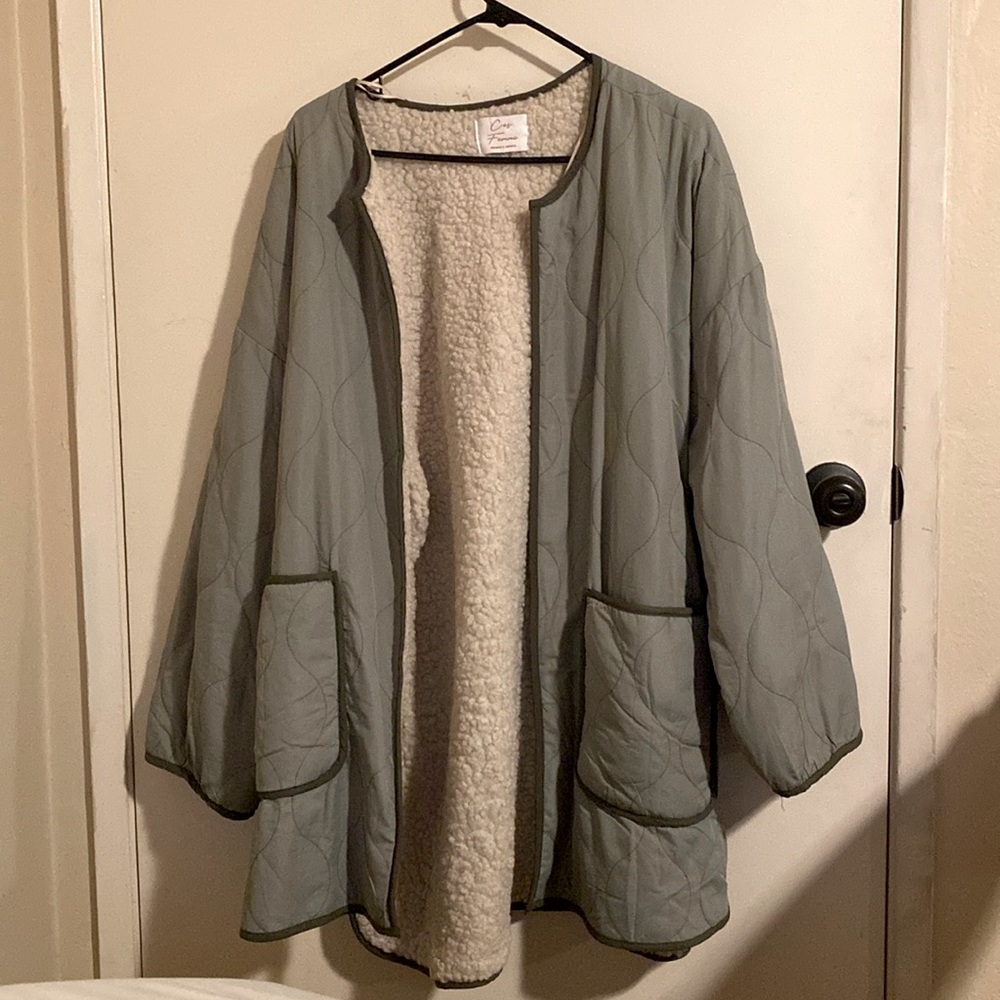 green sherpa lined jacket